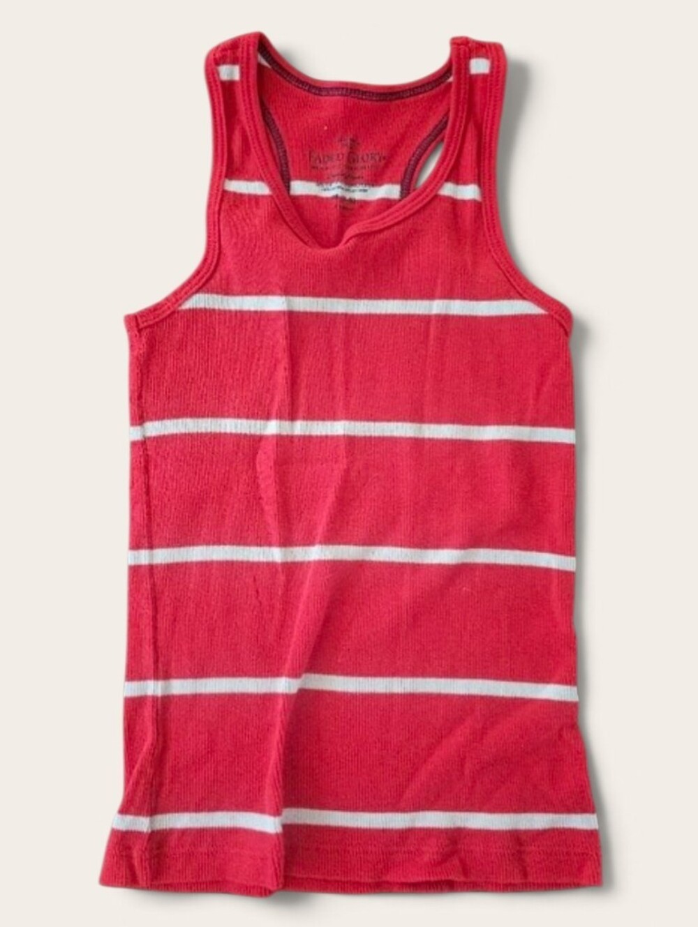 Faded Glory Red & White Striped Girls Tank Top